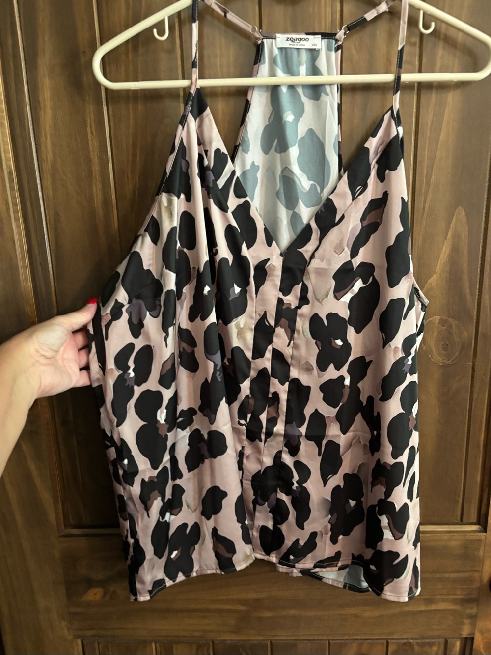 Zeagoo Tan & Black Leopard Print Satin Cami 2XL